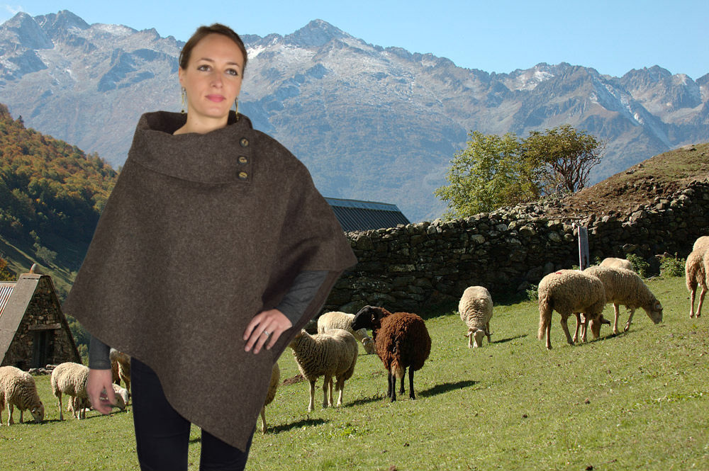 pncho marron mouton
